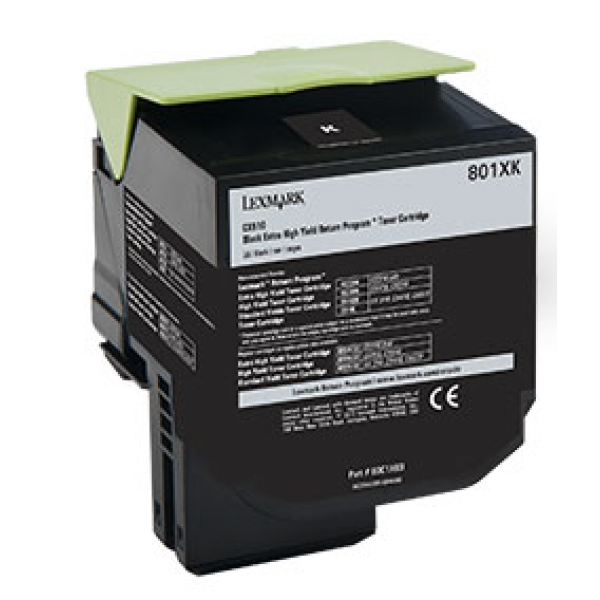 Lexmark 801XK 80C1XK0 80C0X10 800X1 BLACK REMANUFACTURED IN CANADA 8000 YIELD For CX510de CX51